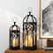 Glitzhome® Black Farmhouse Church Window Wood & Metal Lanterns Set